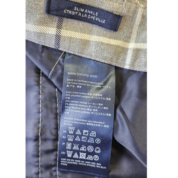 Tommy Hilfiger Gray Windowpane Plaid Slim Ankle Slack Pants Women Size 12 NWOT - Picture 9 of 13